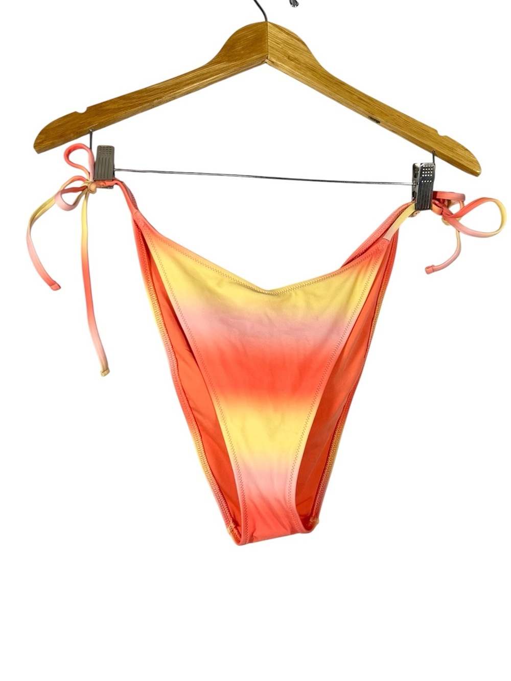 NWT AERIE Real Good Cheekiest Ombre Saturn Peach String Triangle Itsy Bikini XL